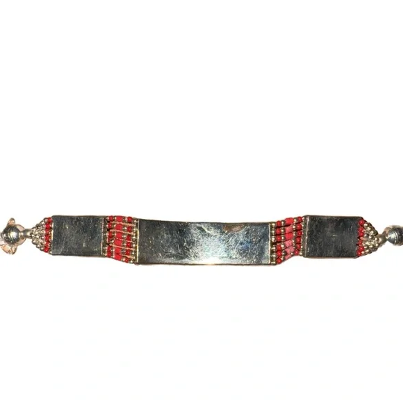 Handcrafted Bohemian Red and Turquoise Jewelry Set - Picture 5 of 7